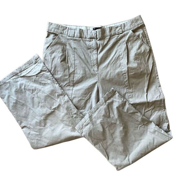 ASOS Design Curve Womens Pleated Front Cotton Blended Wide Leg Stone Pants Sz 18 - Picture 4 of 14